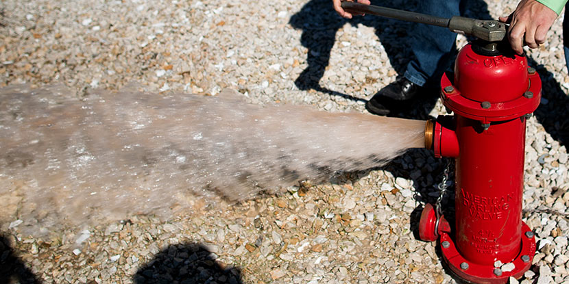 Hydrant being flushed